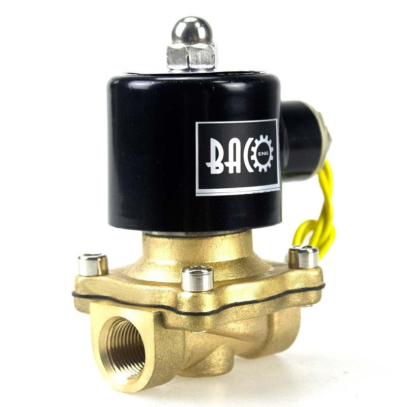 BACOENG VITON 3/8" Brass Electric Solenoid Valve, 12V DC Normally Closed - Image 1